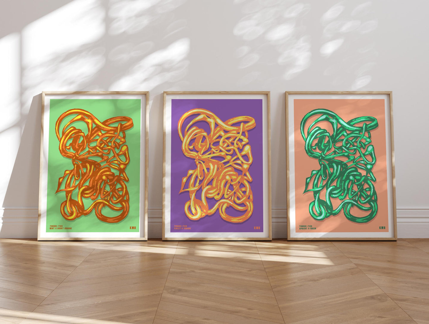 'Tongue-Tied' | Apricot & Green | Original Giclée Print on Paper
