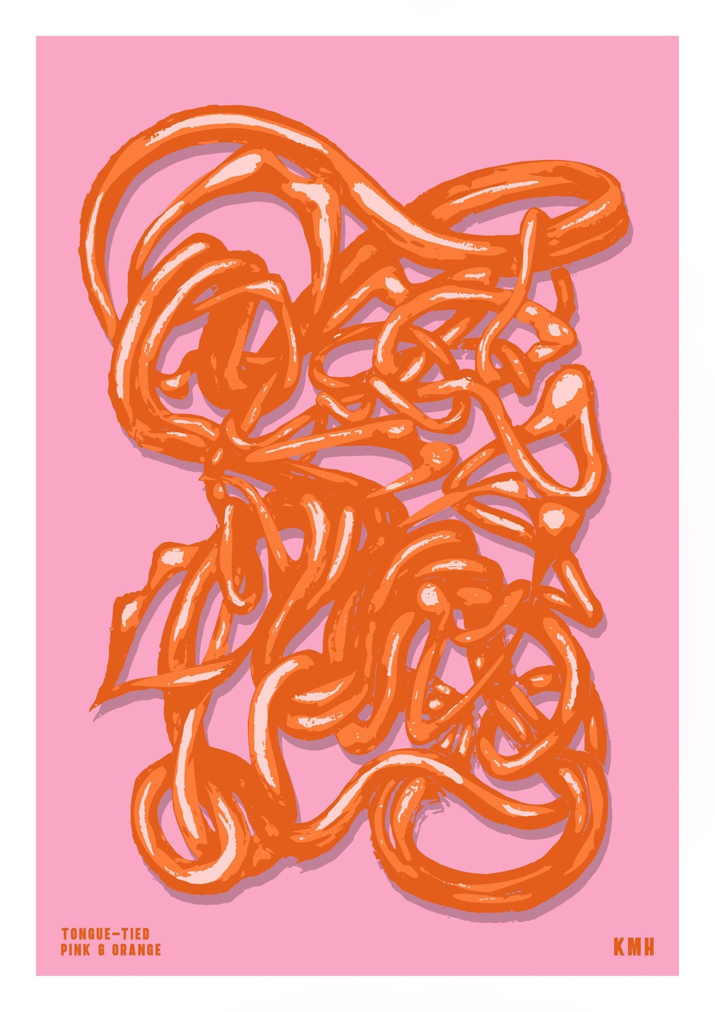 'Tongue-Tied' | Pink & Orange | Original Giclée Print on Paper