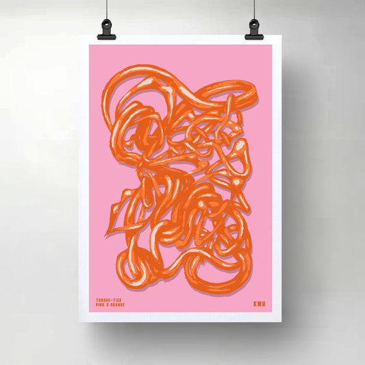 'Tongue-Tied' | Pink & Orange | Original Giclée Print on Paper