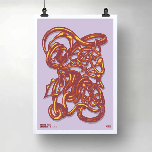 'Tongue-Tied' | Lavender & Maroon | Original Giclée Print on Paper