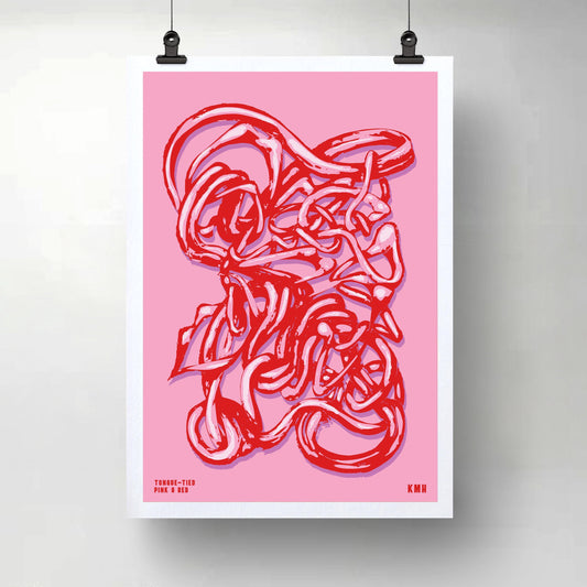 'Tongue-Tied' | Pink & Red | Original Giclée Print on Paper