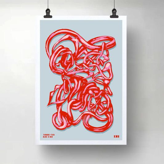 'Tongue-Tied' | Blue&Red" | Original Giclée Print on Paper