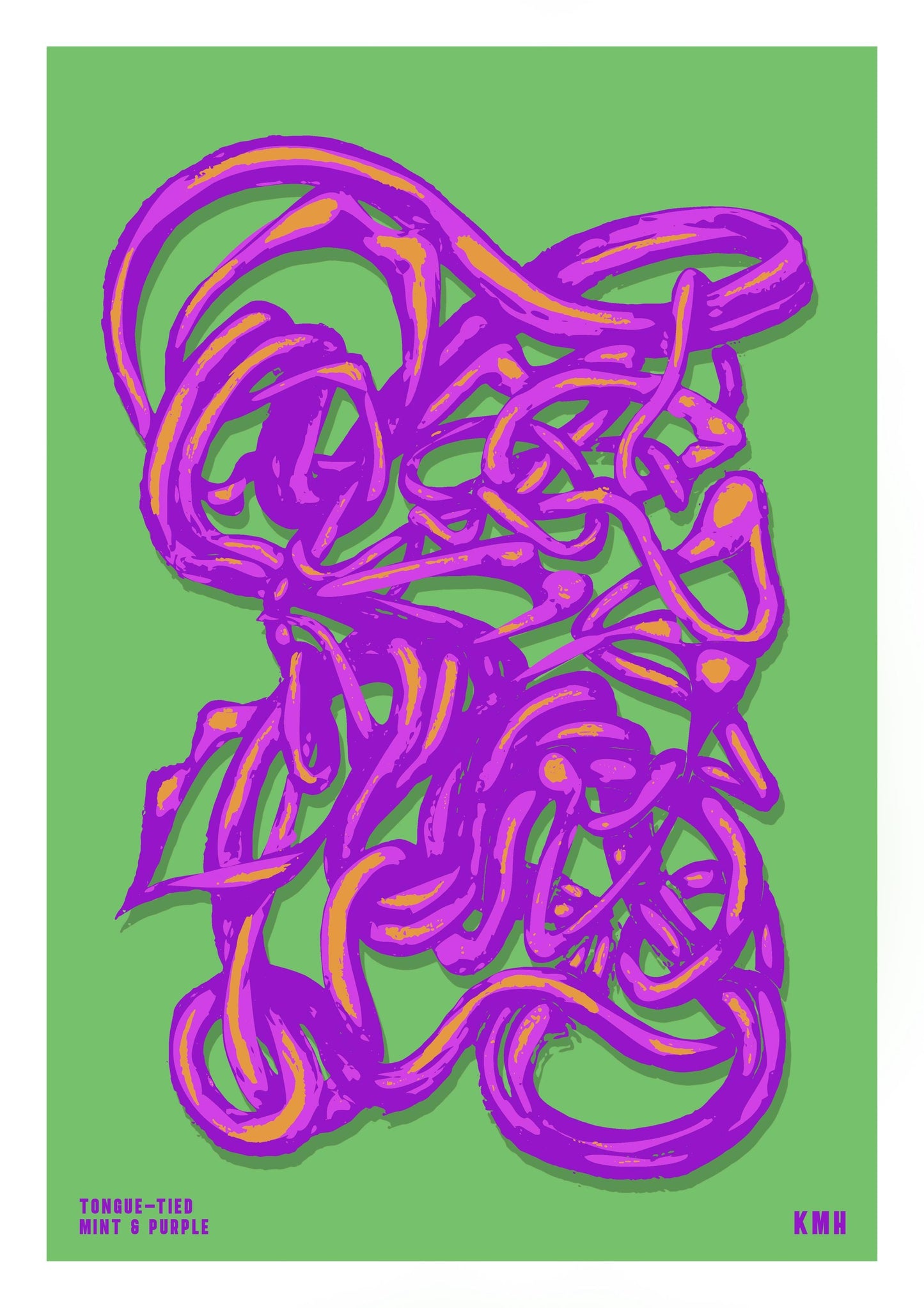 'Tongue-Tied' | Mint & Purple | Original Giclée Print on Paper