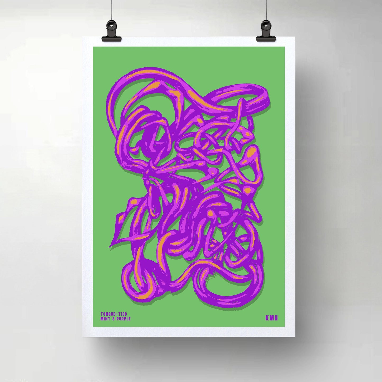 'Tongue-Tied' | Mint & Purple | Original Giclée Print on Paper