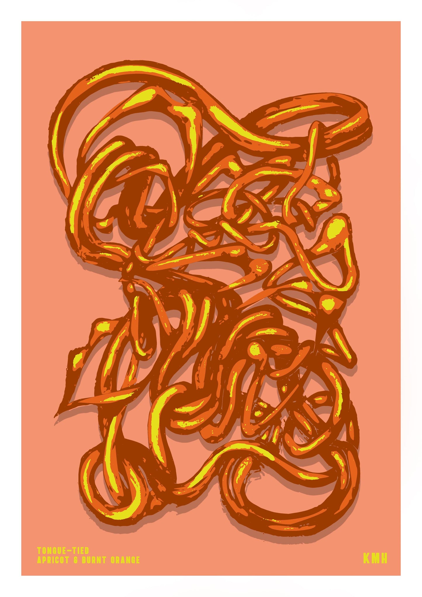 'Tongue-Tied' | Apricot & Burnt Orange| Original Giclée Print on Paper