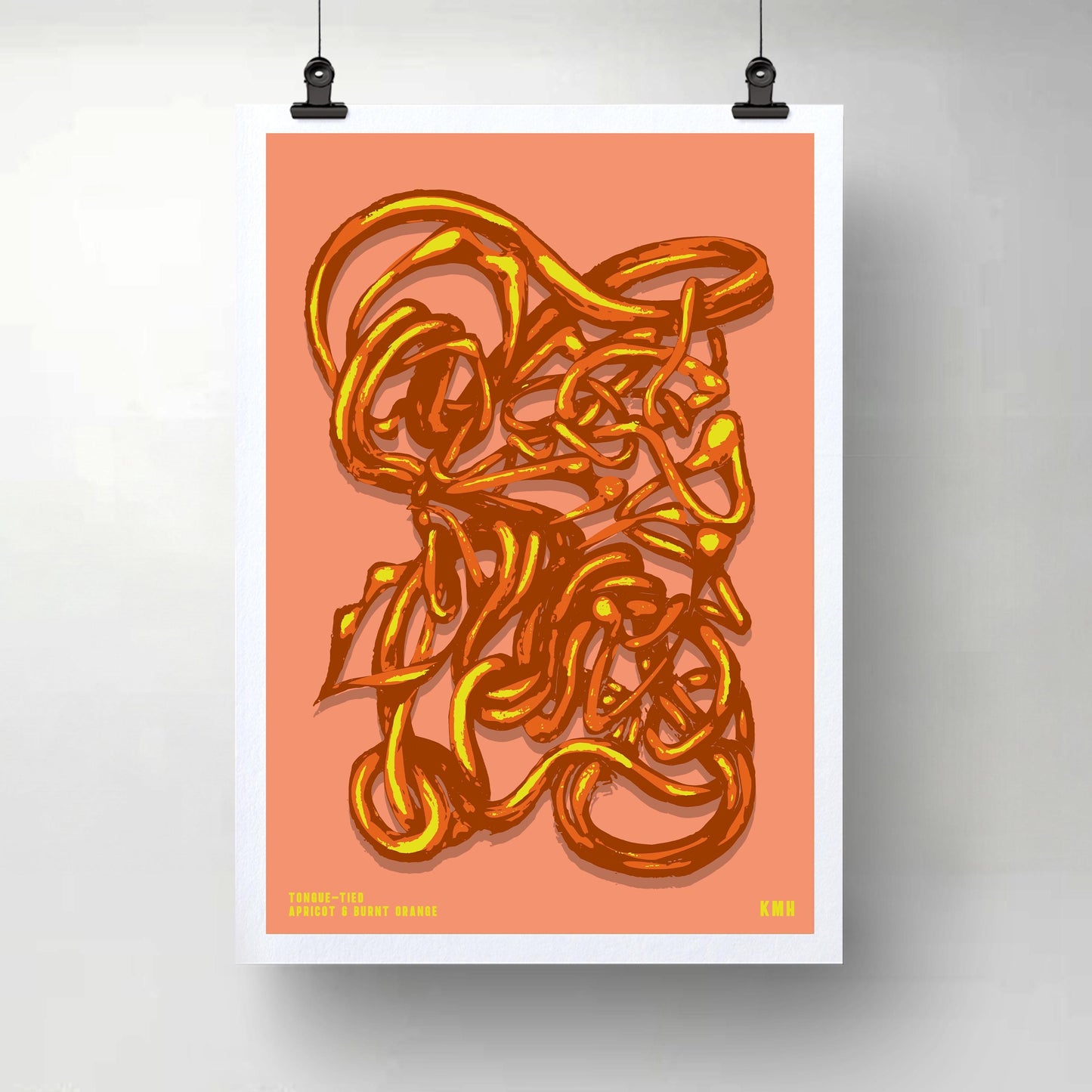 'Tongue-Tied' | Apricot & Burnt Orange| Original Giclée Print on Paper