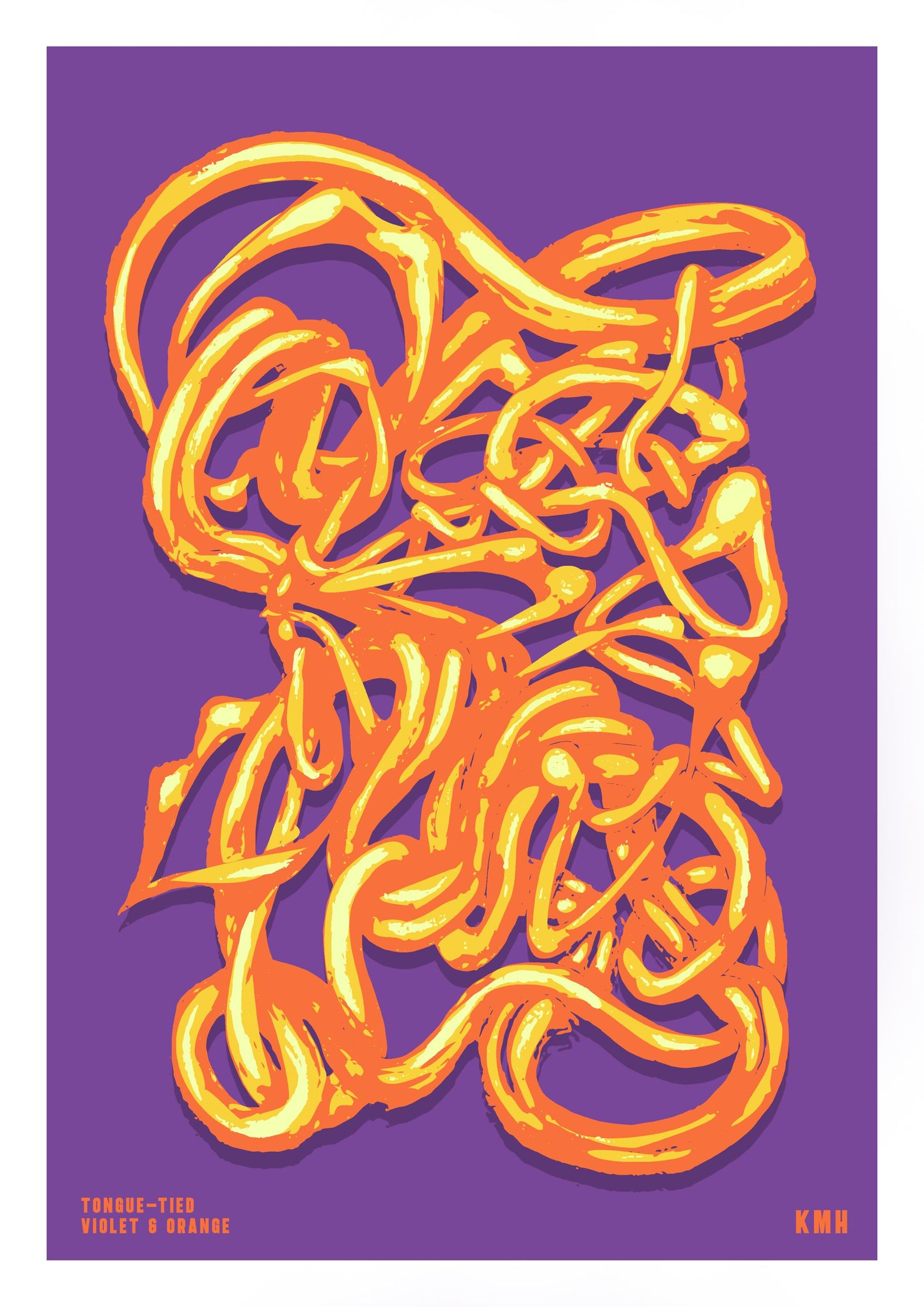 'Tongue-Tied' | Violet & Orange | Original Giclée Print on Paper